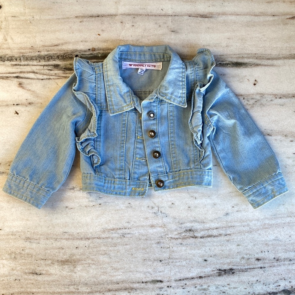 TODDLER GIRL RUFFLE JEAN JACKET SIZE:18 MO